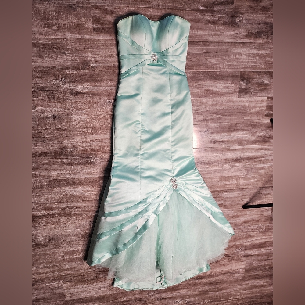 Elegant Strapless Mint Green Dress